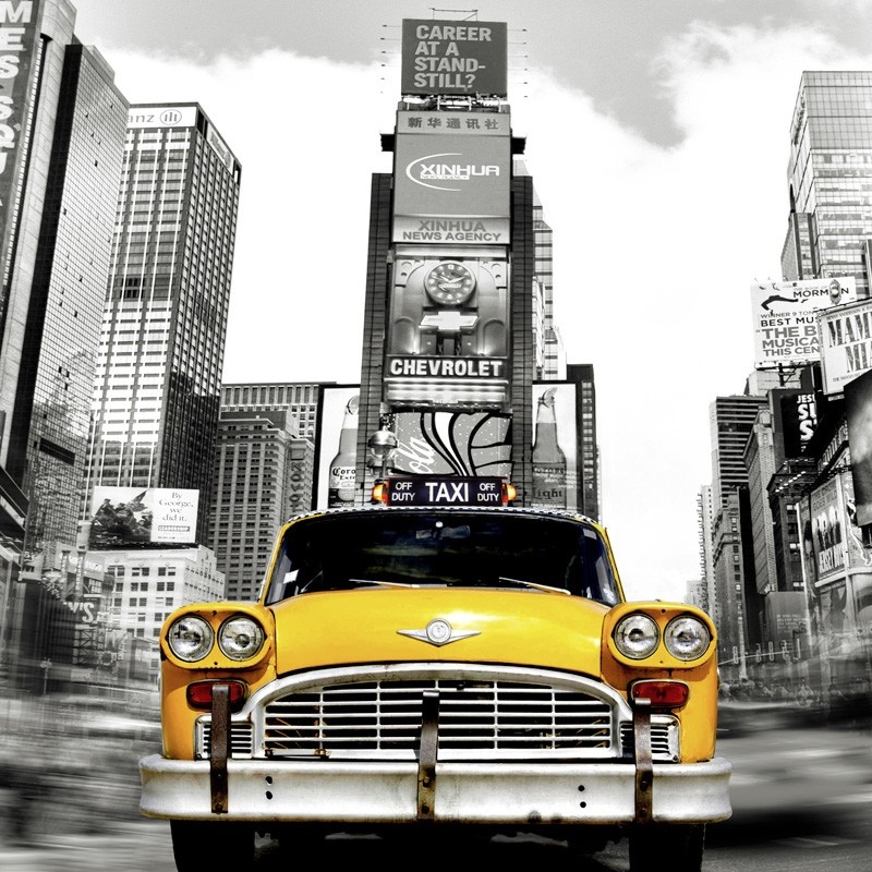 Wall art print and canvas. Julian Lauren, Vintage Taxi in Times Square ...