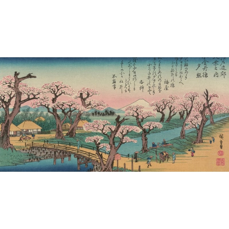 Wall Art Print And Canvas Ando Hiroshige Evening Glow At Koganei Bridge 18 Detail